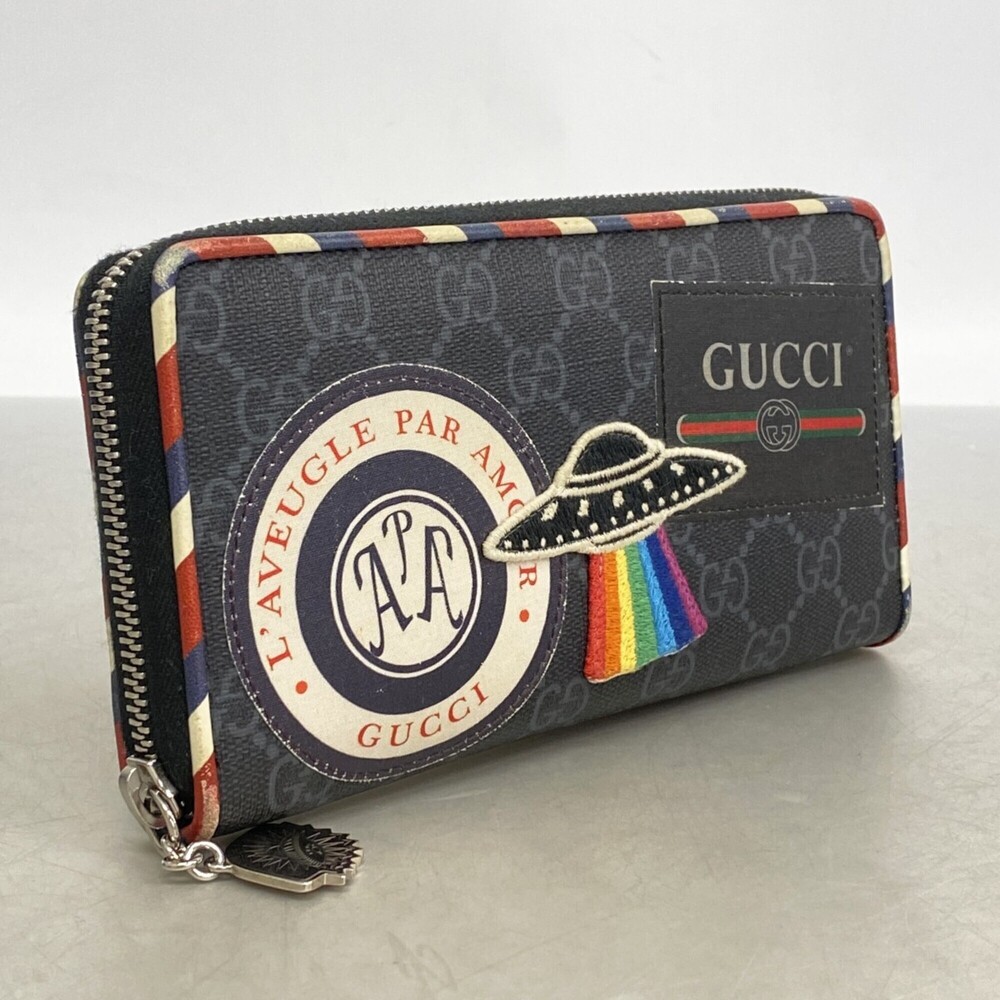 Gucci GG Supreme Long Wallet 496342 Black Women's - Picture 2 of 9